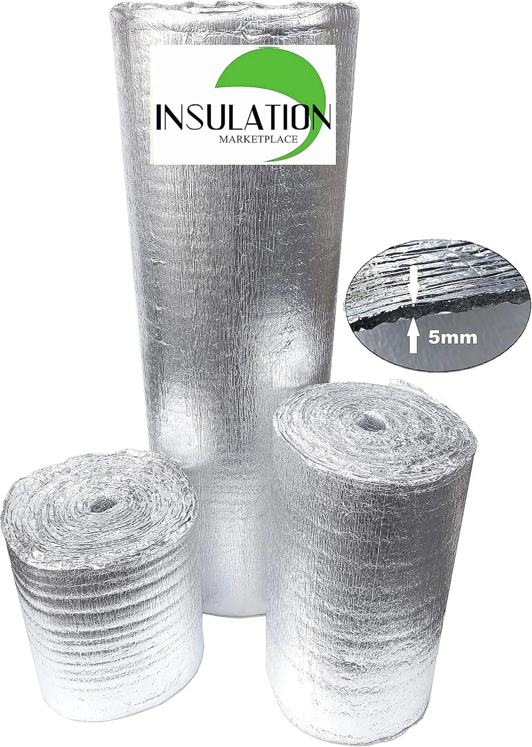 SmartSHIELD -5mm 24''X50ft Reflective Insulation Roll, Foam Core Radiant Barrier, Heat-Cold Shield, Thermal Foil Insulation - Pure Aluminum