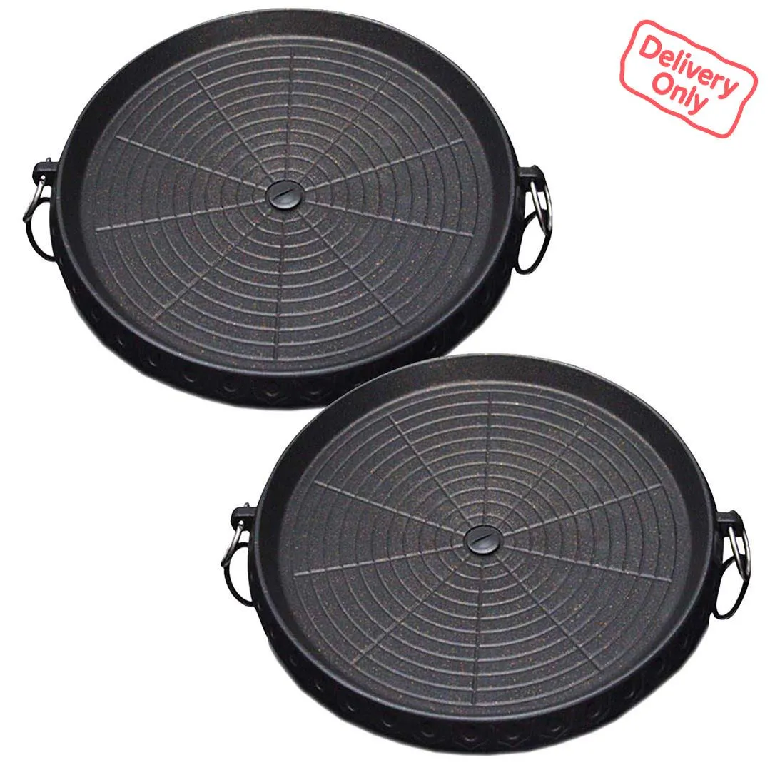 SOGA 2X Portable Korean BBQ Butane Gas Stove Stone Grill Plate Non Stick Coated Round