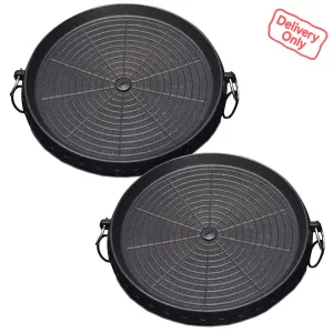 SOGA 2X Portable Korean BBQ Butane Gas Stove Stone Grill Plate Non Stick Coated Round