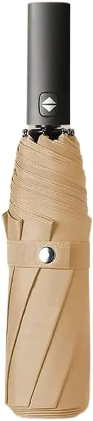 Solid Color Automatic Switch Umbrella Convenient Folding Umbrella Outdoor Travel Umbrella Sunscreen Parasol (Color : Brass)
