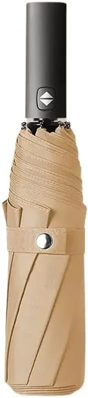 Solid Color Automatic Switch Umbrella Convenient Folding Umbrella Outdoor Travel Umbrella Sunscreen Parasol (Color : Brass)