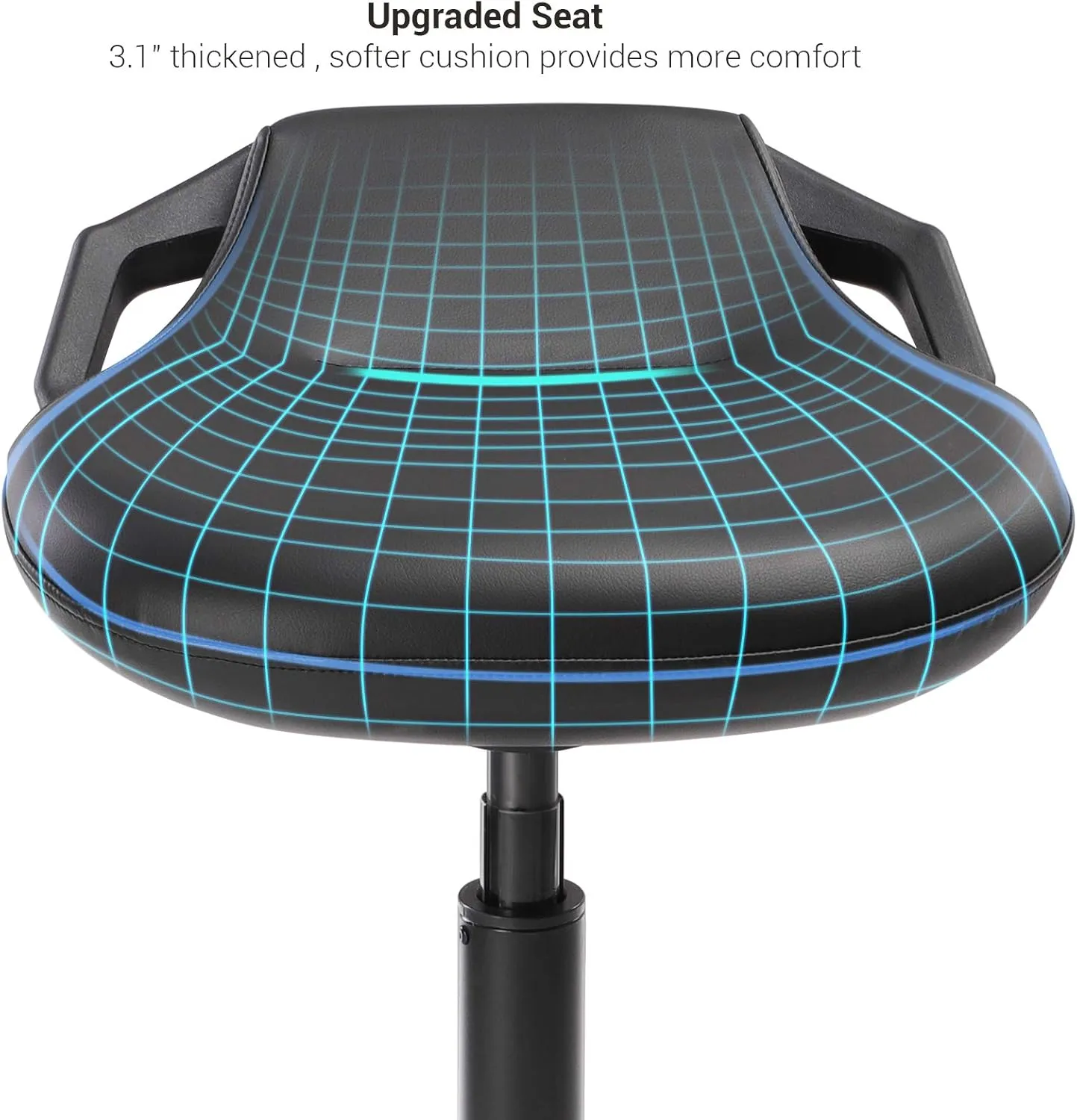 SONGMICS Standing Desk Chair, Adjustable Ergonomic Wobble Stool, 23.6-33.3 Inches Drafting Chair, Swivel Sitting Balance Stool, Synthetic Leather Upholstery, Anti-Slip Bottom Pad, Ink Black UOSC12BK