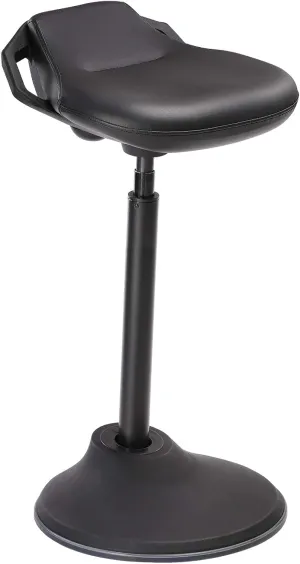 SONGMICS Standing Desk Chair, Adjustable Ergonomic Wobble Stool, 23.6-33.3 Inches Drafting Chair, Swivel Sitting Balance Stool, Synthetic Leather Upholstery, Anti-Slip Bottom Pad, Ink Black UOSC12BK