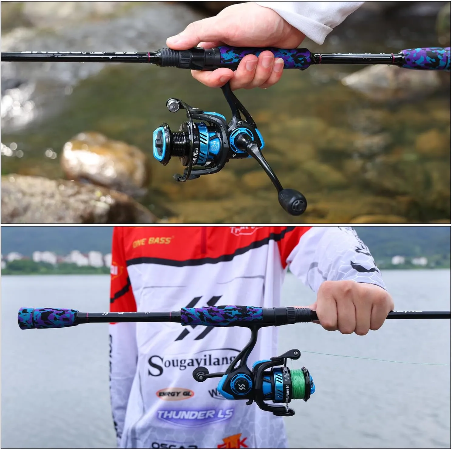Sougayilang Fishing Rod and Reel Combo, Stainless Steel Guides Fishing Pole with Spinning Reel Combo for Bass Fishing