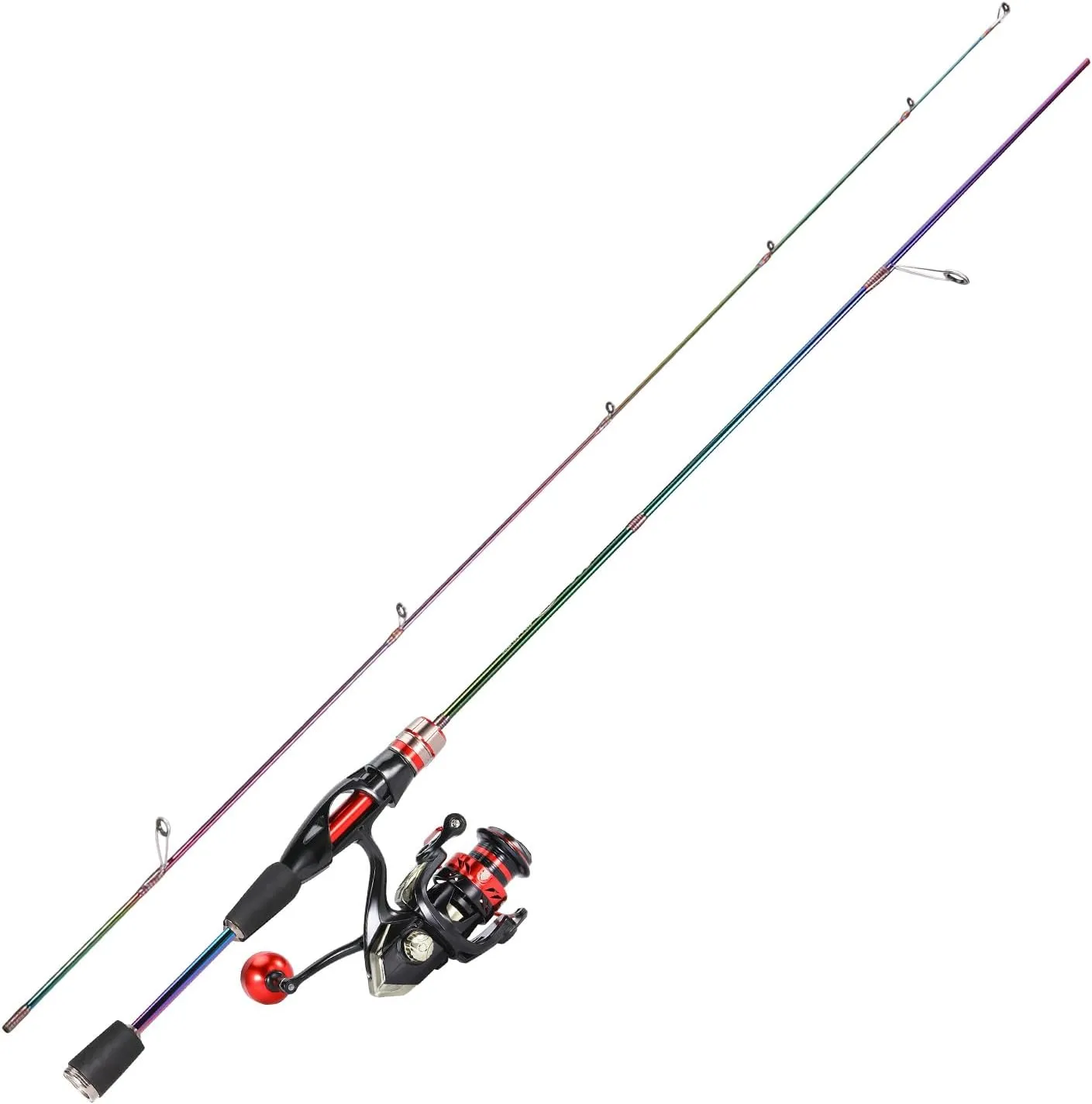 Sougayilang Spinning Fishing Rod and Reel Combo, 2-Piece 5-Foot 6-Inch Ultralight Graphite Rod, Ultra Smooth Aluminum Spinning Fishing Reel (1Pack/2Pack)