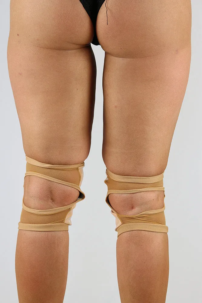 Spandex Vinyl/Mesh Grippy Dance Knee Pads – Beige/Nude – For Pole & Dance