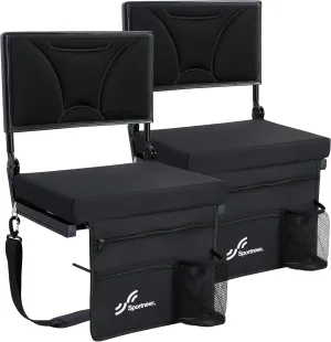 Sportneer Stadium Seats with Back Support: Height Adjustable Thick Padded Stadium Seats with Pocket, Shoulder Strap, Carry Handle, Cup Holder, Folding Stadium Chair for Sports Events Concerts Outdoor