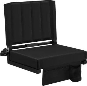 Stadium Seat for Bleachers with Back Support and Wide Comfy Padded Cushion, Foldable Stadium Seats Chairs with Shoulder Strap and Storage Pockets, Bench Chair for Bleachers