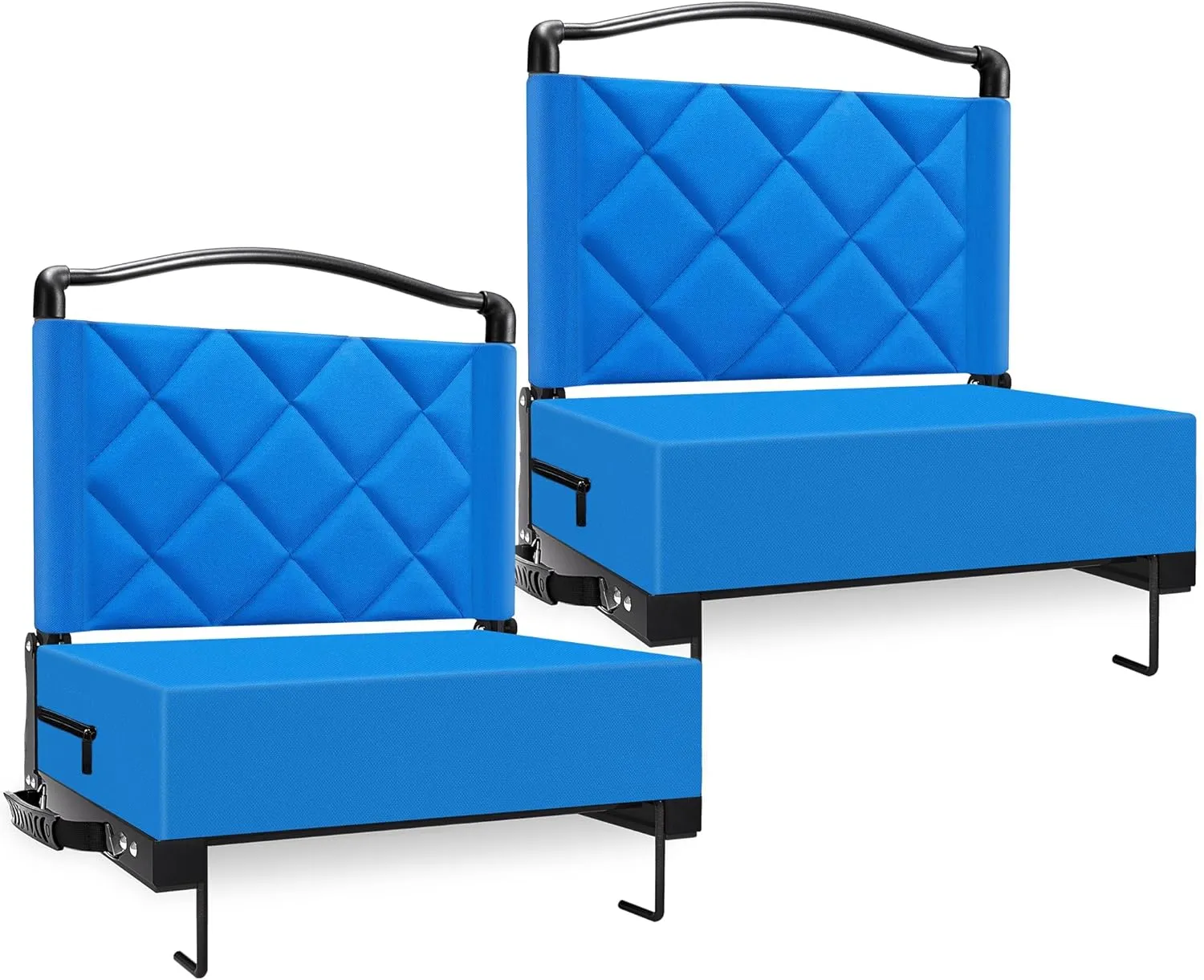 Stadium Seats with Back Support Cushion, Folding Stadium Seats for Bleachers Hold up 400lbs, Wide Bleacher Seat with Shoulder Strap & Handle Comfort for Sports Events (Blue, 2pcs)
