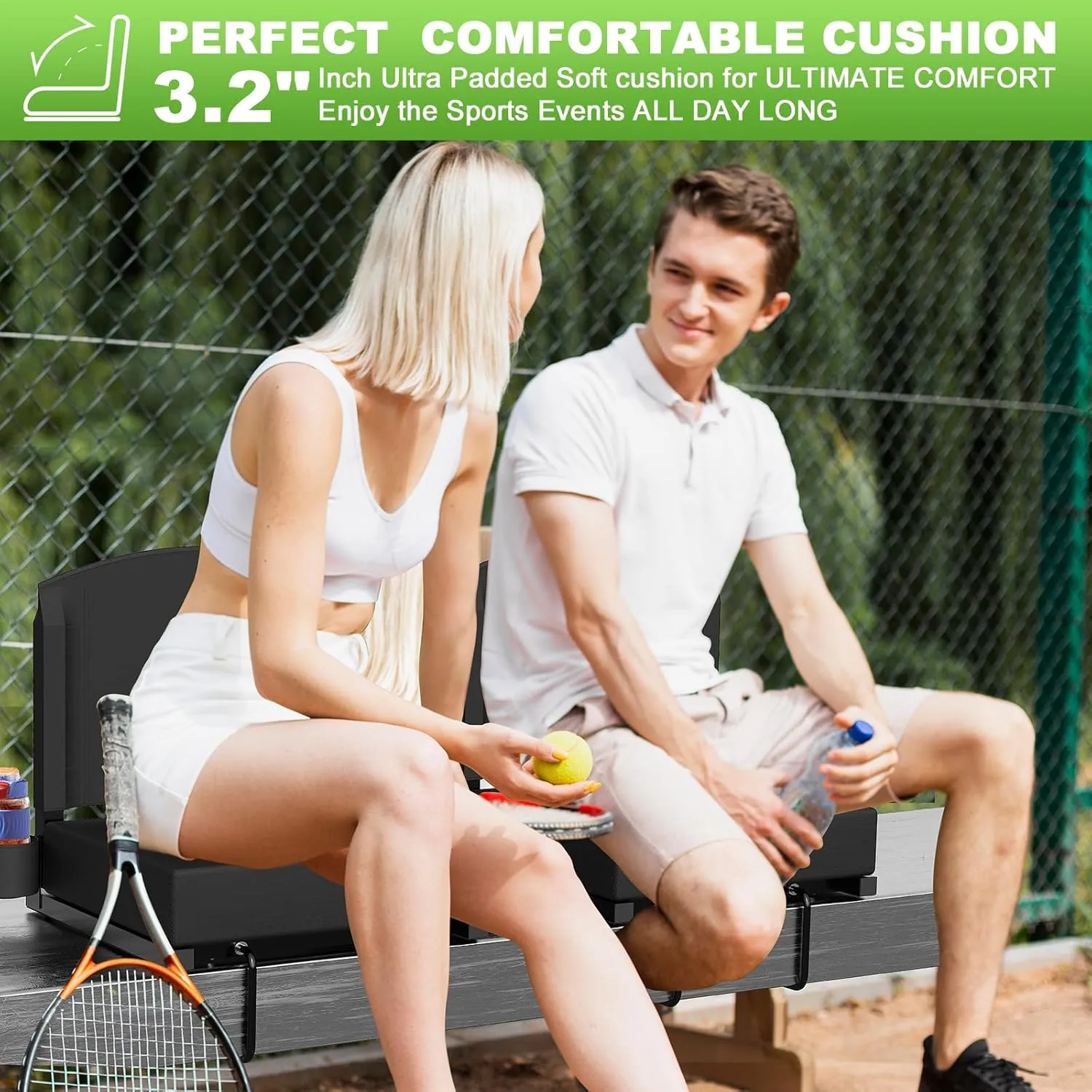 Stadium Seats with Back Support, Portable Bleacher Seat for Bleachers Hold up 400lbs, Wide Bleacher Seat with Shoulder Strap & Handle Perfect for Sports Events (Navy Blue, 1pcs)