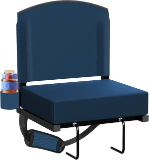 Stadium Seats with Back Support, Portable Bleacher Seat for Bleachers Hold up 400lbs, Wide Bleacher Seat with Shoulder Strap & Handle Perfect for Sports Events (Navy Blue, 1pcs)