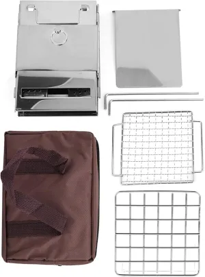 Stainless Steel BBQ Grill Compact Folding Firewood Stove for Outdoor Camping