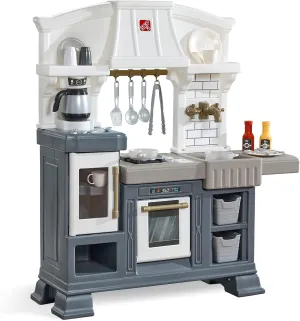 Step2 Gilded Gourmet Kids Kitchen Playset, Indoor/Outdoor Kitchenette, Interactive Play with Lights and Sounds, Made of Durable Plastic, Includes 20 Piece Toy Accessories, for Toddlers 2  Years Old