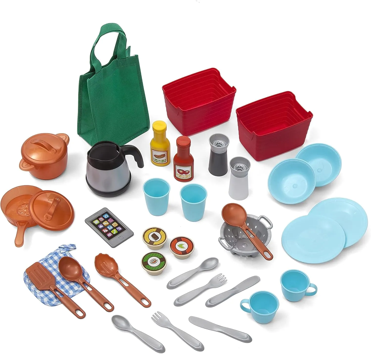 Step2 Great Gourmet Kids Kitchen Playset, Indoor/Outdoor Kitchenette, Interactive Play with Lights and Sounds, Made of Durable Plastic, Includes 33 Piece Toy Accessories, Toddlers 3  Years Old, Tan