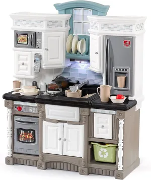 Step2 Lifestyle Dream Kids Kitchen Playset, Indoor/Outdoor Kitchenette, Interactive Play with Lights and Sounds, Made of Durable Plastic, 37 Piece Toy Accessories, Toddlers 2  Years Old, Gray