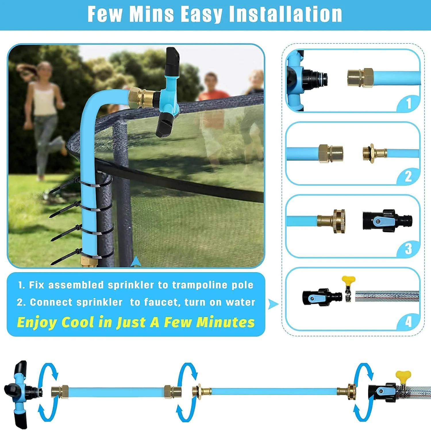 STFLY Trampoline Sprinkler for Kids, Outdoor 360 Degree Whirl Sprinkler Fun Water Park Rotating Sprinkler for Boys Girls Backyard Adjustable Waterwhirl Summer Game Toys