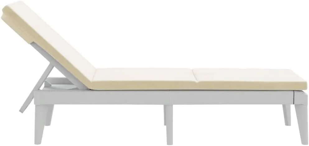Sun Lounger with Cushion White 73.2"x23.6"x11.4" PPtanning Chair Camping Chairs Recliner Patio Suitable for Garden Courtyard