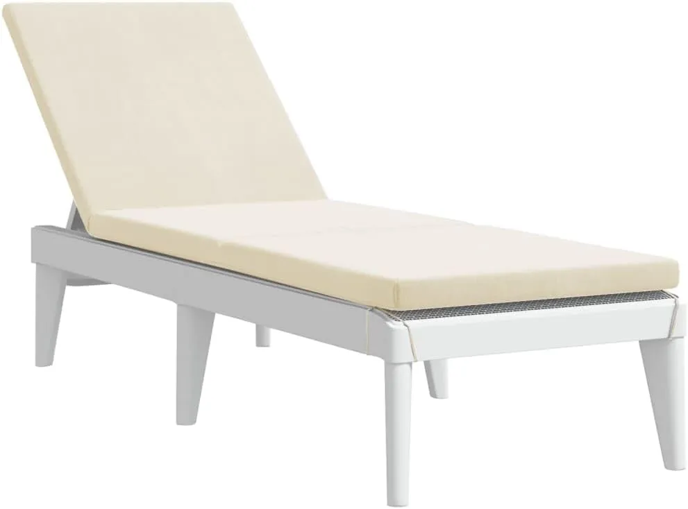 Sun Lounger with Cushion White 73.2"x23.6"x11.4" PPtanning Chair Camping Chairs Recliner Patio Suitable for Garden Courtyard