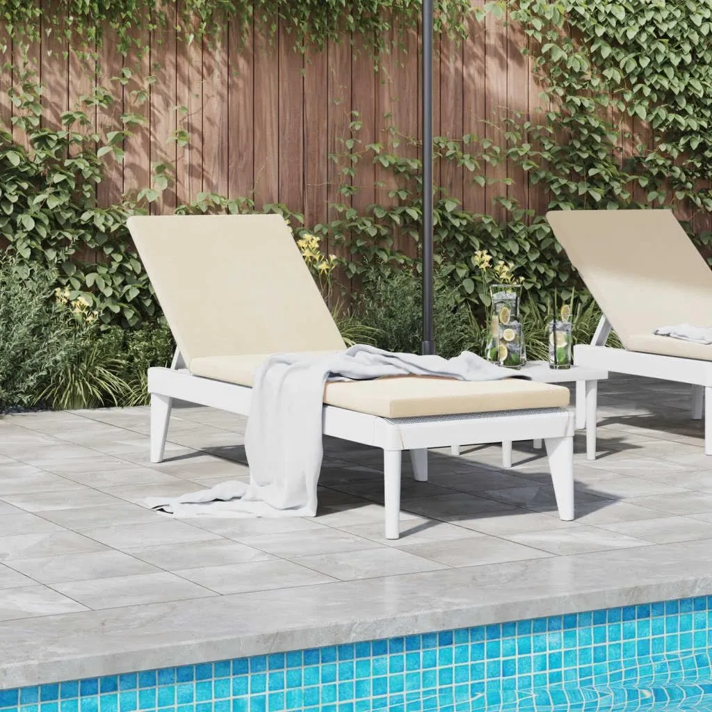 Sun Lounger with Cushion White 73.2"x23.6"x11.4" PPtanning Chair Camping Chairs Recliner Patio Suitable for Garden Courtyard