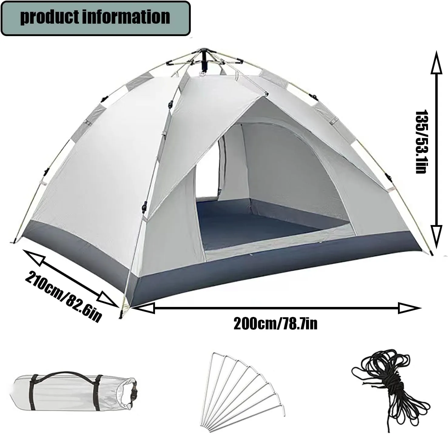 Sun Shelter Canopy Easy Setup, Tent for Camping Waterproof Windproof, Backpacking Tent Lightweight, Family Tents for All Seasons,Portable, for Traveling, Hiking