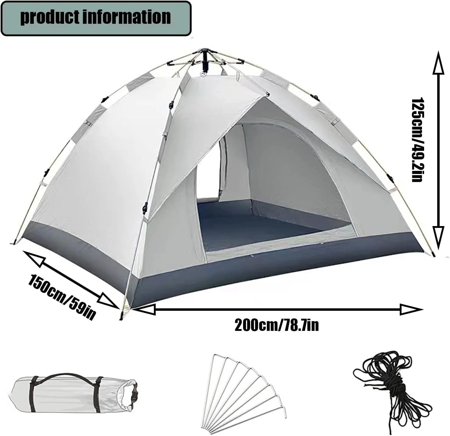Sun Shelter Canopy Easy Setup, Tent for Camping Waterproof Windproof, Backpacking Tent Lightweight, Family Tents for All Seasons,Portable, for Traveling, Hiking