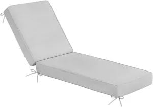 Sundale Outdoor Olefin Chaise Lounge Cushion, Water-Resistant Patio Lounge Chair Cushion, Thick Lounger Pad with 8 Straps Light Gray, 80 x 26 x 4 Inches