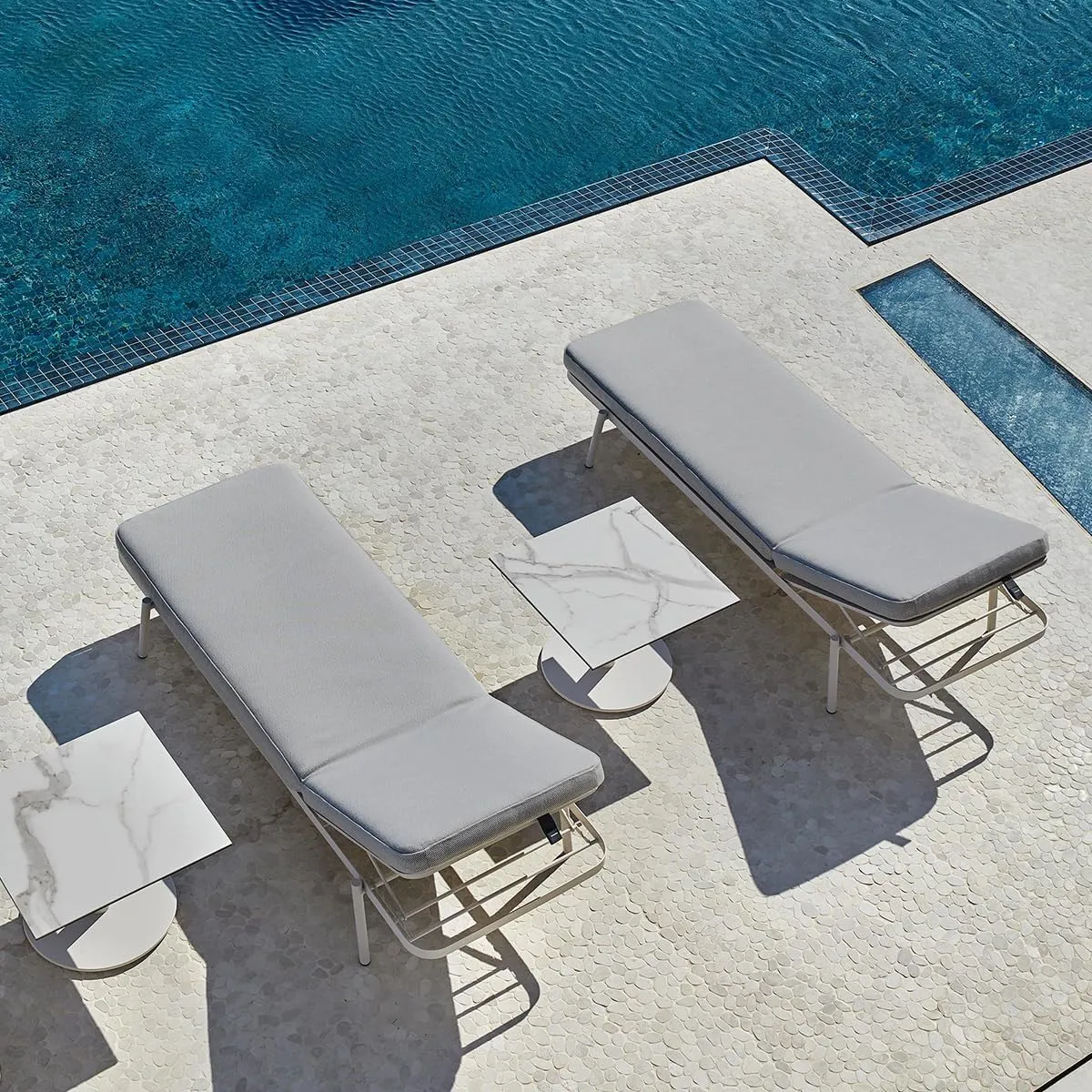 Sundale Outdoor Olefin Chaise Lounge Cushion, Water-Resistant Patio Lounge Chair Cushion, Thick Lounger Pad with 8 Straps Light Gray, 80 x 26 x 4 Inches