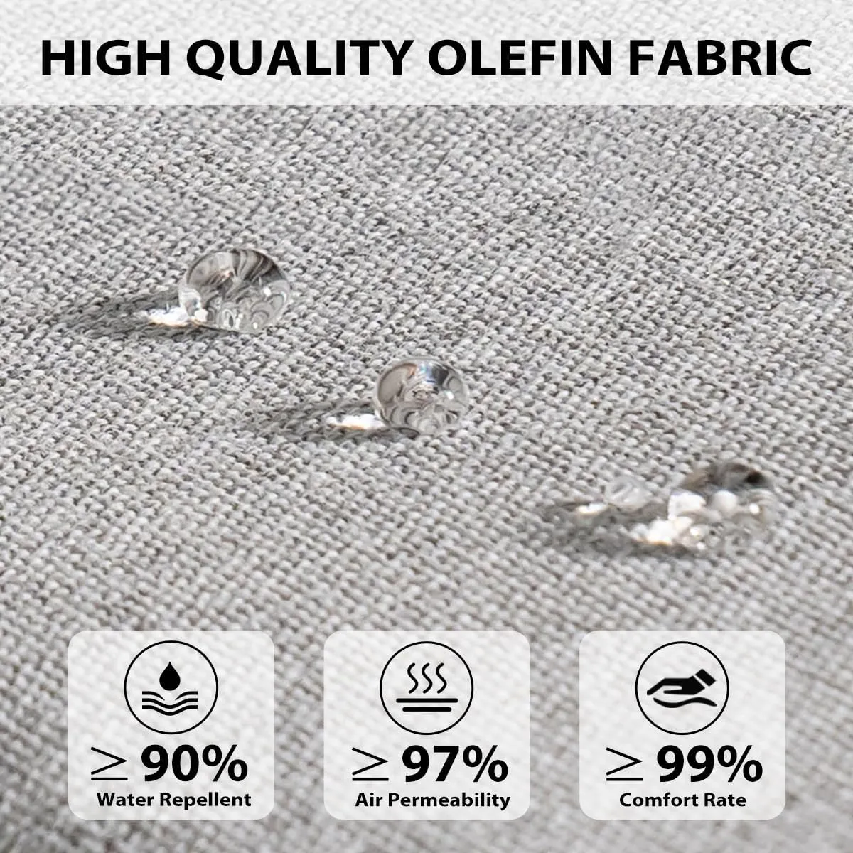 Sundale Outdoor Olefin Chaise Lounge Cushion, Water-Resistant Patio Lounge Chair Cushion, Thick Lounger Pad with 8 Straps Light Gray, 80 x 26 x 4 Inches