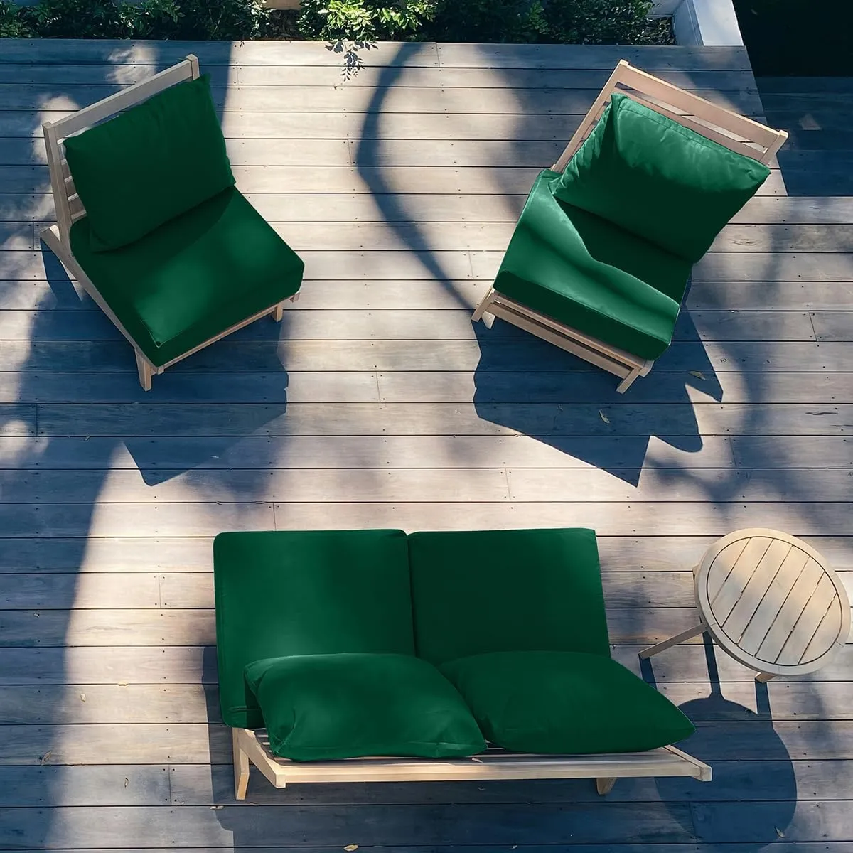 Sundale Outdoor Olefin Deep Seat Cushion Set of 2, Patio Chair Cushion and Pillow, Water-Resistant Sectional Sofa Pad with Straps Dark Green, 24 x 24 x 6 Inches