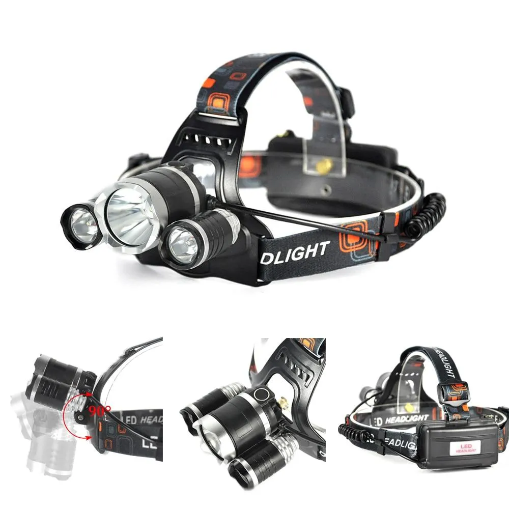 Sunfield 3000LM LED Headlight 4-Mode Headlamp Power Bank Head Torch Hunting Camping Flashlight 18650 Battery Charger Light