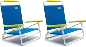 SunnyFeel Low Folding Beach Chair for Adults, Lightweight Beach Chair, Portable Camping Sand Chairs with Hard Armrest, Supports 300lbs for Beach Lawn Concert