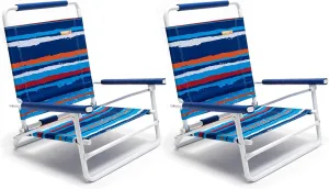 SunnyFeel Low Folding Beach Chair for Adults, Lightweight Beach Chair, Portable Camping Sand Chairs with Hard Armrest, Supports 300lbs for Lawn Concert