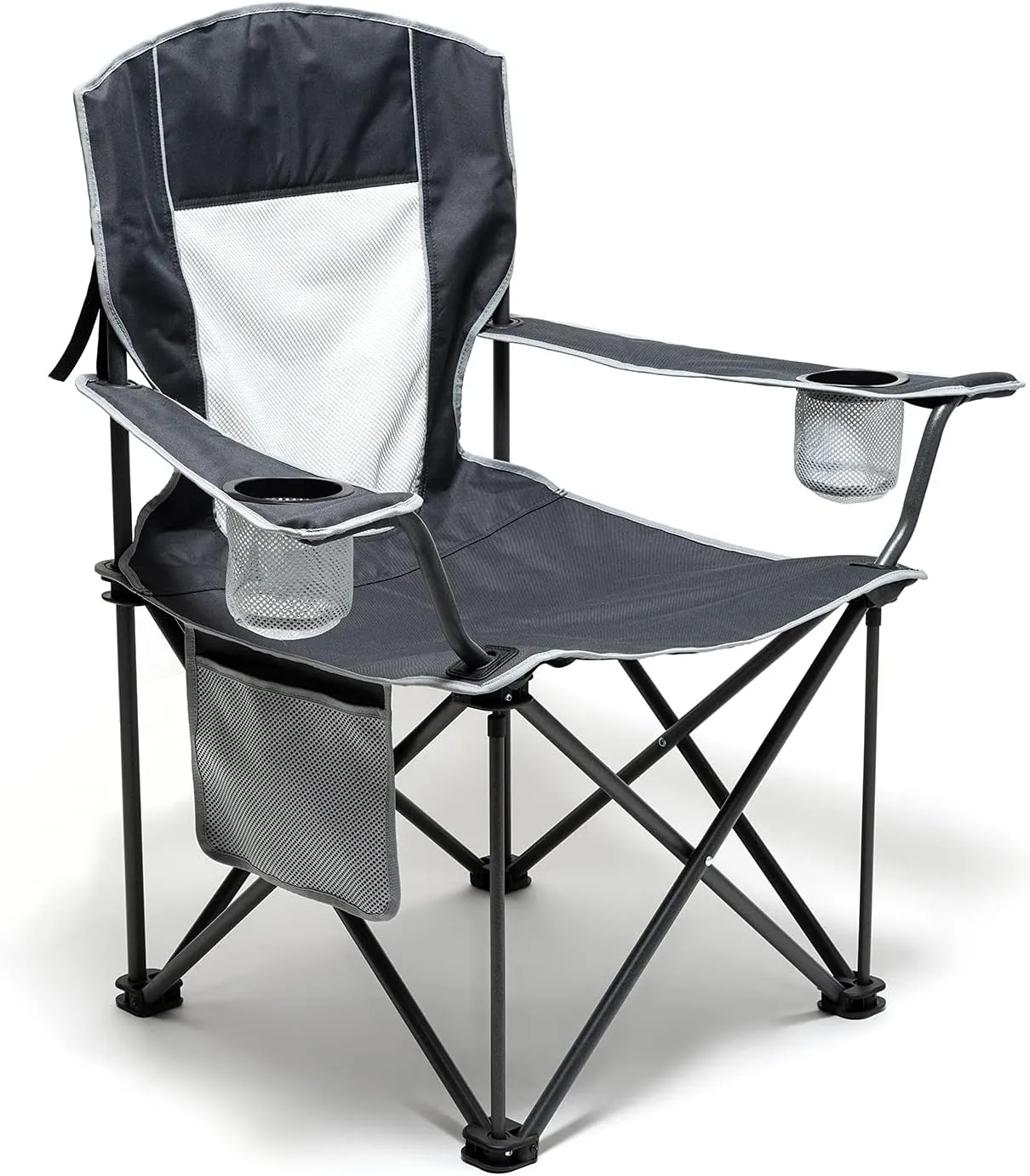 SUNNYFEEL XL Oversized Camping Chair, Folding Camp Chairs for Adults Heavy Duty Big Tall 300 LBS, Padded Portable Quad Arm Lawn Chair with Pocket for Outdoor/Picnic/Beach/Sports