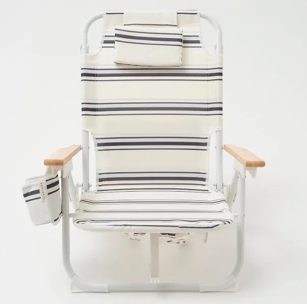 SUNNYLiFE Teal Color Stripes Print Deluxe Beach Chair Casa Fes