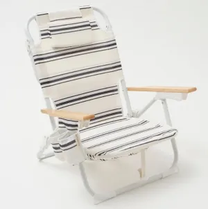 SUNNYLiFE Teal Color Stripes Print Deluxe Beach Chair Casa Fes