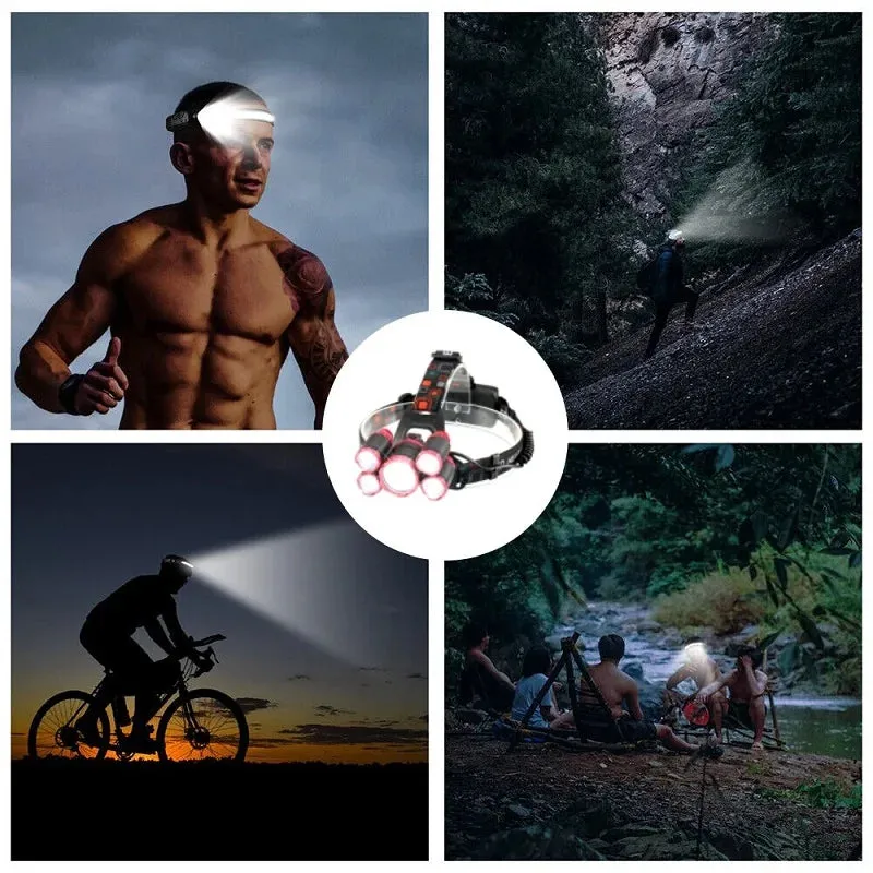 Super Bright LED Headlamp Rechargeable USB IPX5 Water Resistant Headlamp 5X LED Headlight Flashlight Torch