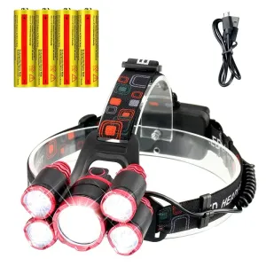 Super Bright LED Headlamp Rechargeable USB IPX5 Water Resistant Headlamp 5X LED Headlight Flashlight Torch
