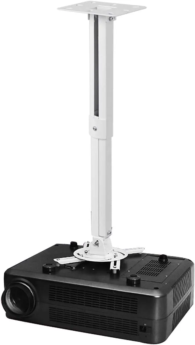 suptek White Projector Ceiling Mount Bracket Fits Flat or Sloped Ceiling Height Adjustable with Extendable Length for LCD/DLP Projectors (PR05)