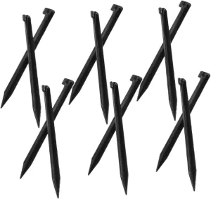 SUPVOX 12 Pcs Plastic Tent Stakes for Garden Lawn Tarp Durable Pegs for Outdoor Camping Beach and Courtyard Use Lightweight Black Stakes for Easy Installation