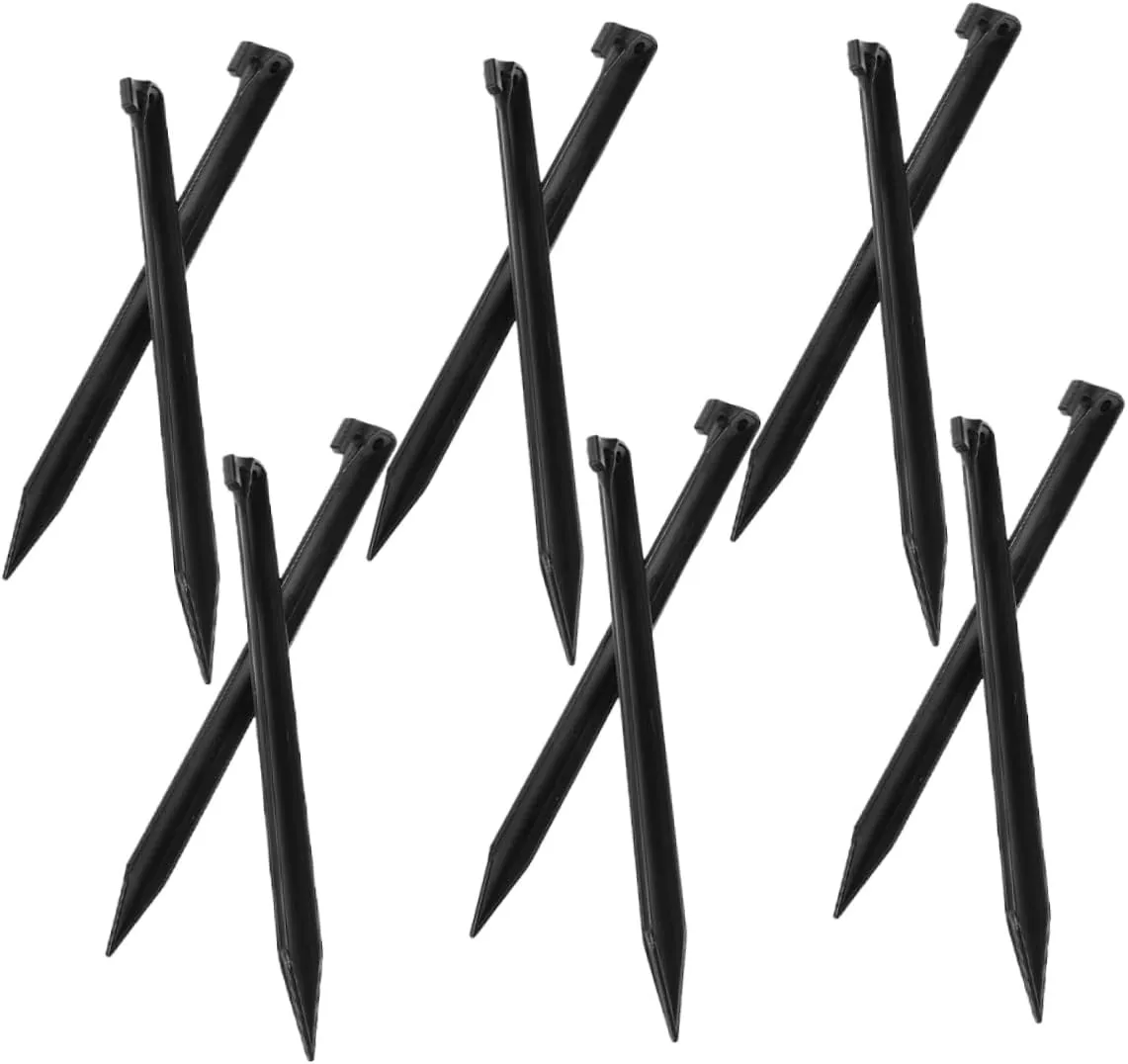 SUPVOX 12 Pcs Plastic Tent Stakes for Garden Lawn Tarp Durable Pegs for Outdoor Camping Beach and Courtyard Use Lightweight Black Stakes for Easy Installation