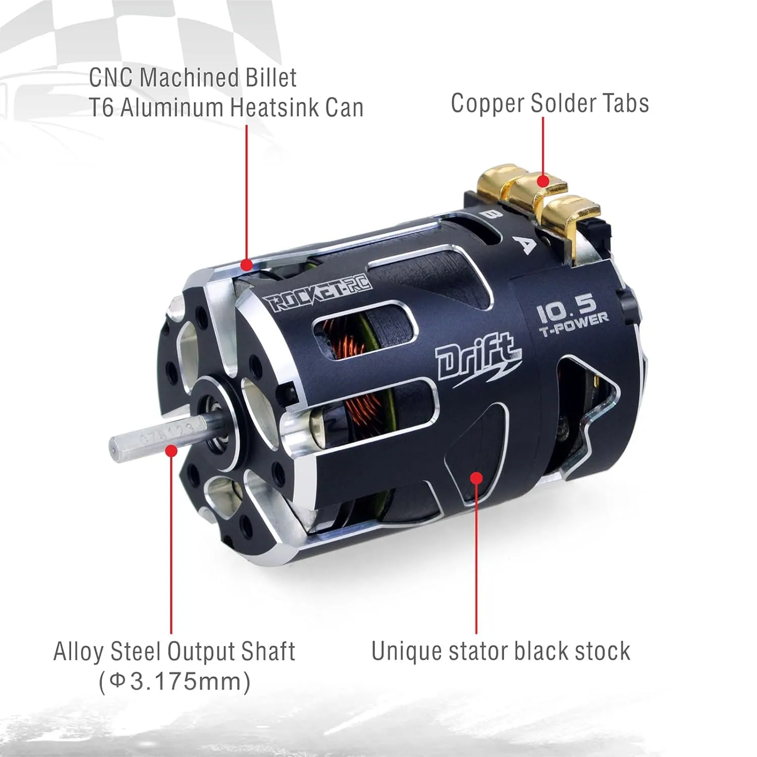 Surpass Hobby 540 V5R Drift Sensored Brushless Motor, 10.5T Brushless Motor with 3.175 Shaft for 1/10 RC Racing Car (Drift 10.5T)