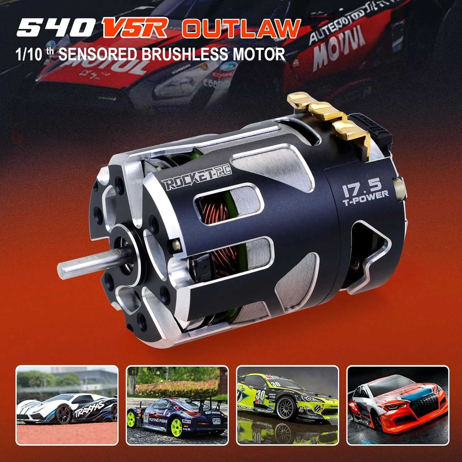 Surpass Hobby Outlaw 540 V5R Sensored Brushless Motor,3000KV Competition Level Motor with Shaft 3.175 Use for 1:10 RC Racing Car (17.5T)