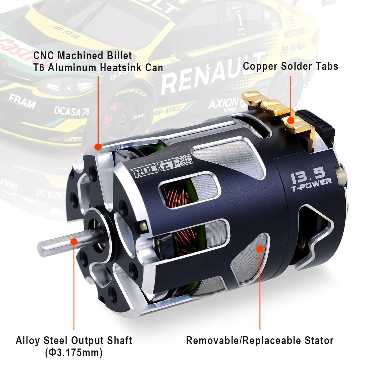 Surpass Hobby Outlaw 540 V5R Sensored Brushless Motor,3000KV Competition Level Motor with Shaft 3.175 Use for 1:10 RC Racing Car (17.5T)