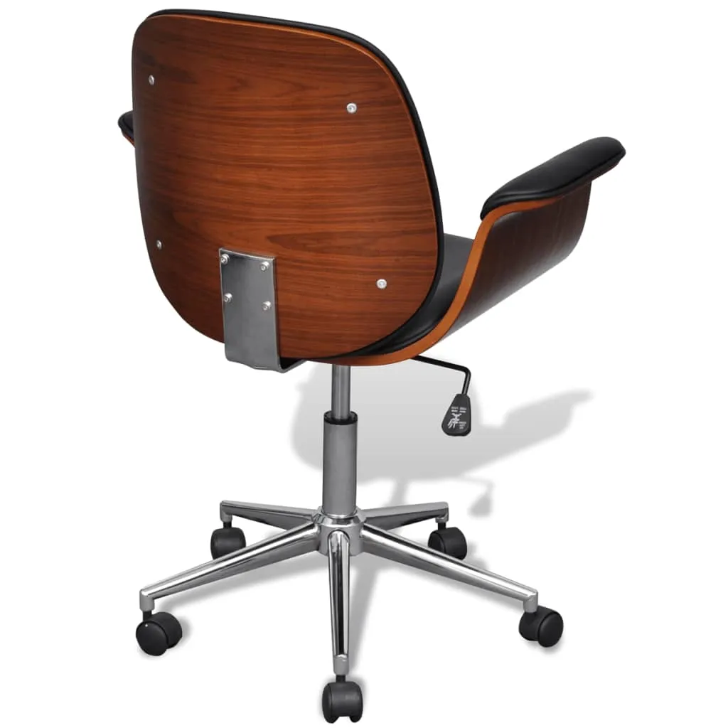 Swivel Arm Chair Ergonomic Office Chair Bent Wood and Faux Leather