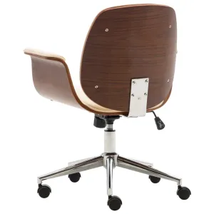 Swivel Arm Chair Ergonomic Office Chair Bent Wood and Faux Leather