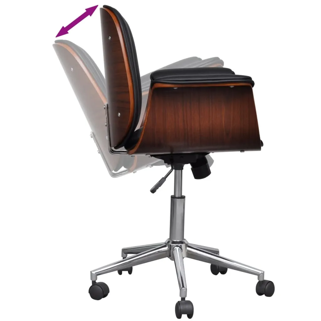 Swivel Arm Chair Ergonomic Office Chair Bent Wood and Faux Leather