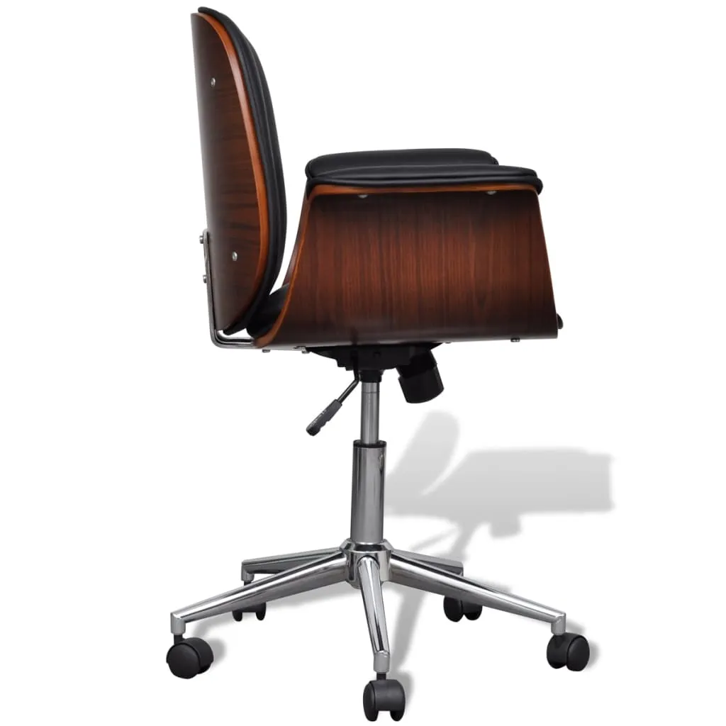 Swivel Arm Chair Ergonomic Office Chair Bent Wood and Faux Leather