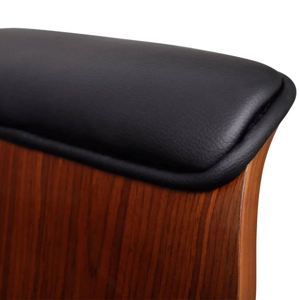 Swivel Arm Chair Ergonomic Office Chair Bent Wood and Faux Leather