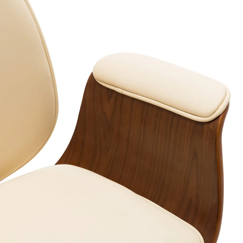 Swivel Arm Chair Ergonomic Office Chair Bent Wood and Faux Leather