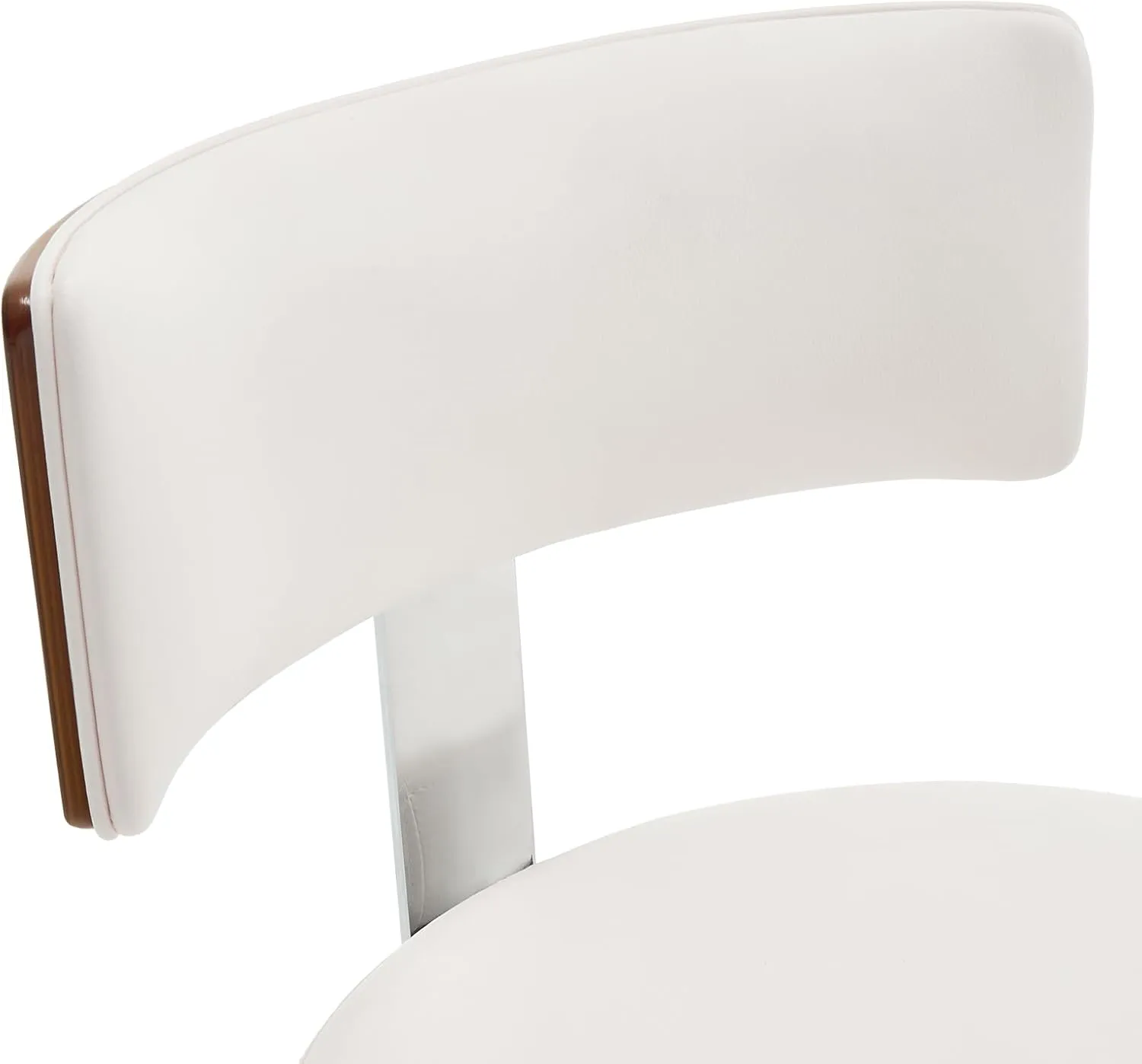 Swivel Counter Height Bar Stools Set of 2, Faux Leather Kitchen Stools Upholstered Barstools with Back, Walnut Wood Legs, Mid Century Island Chairs Counter Stools, 26" Seat Height, White